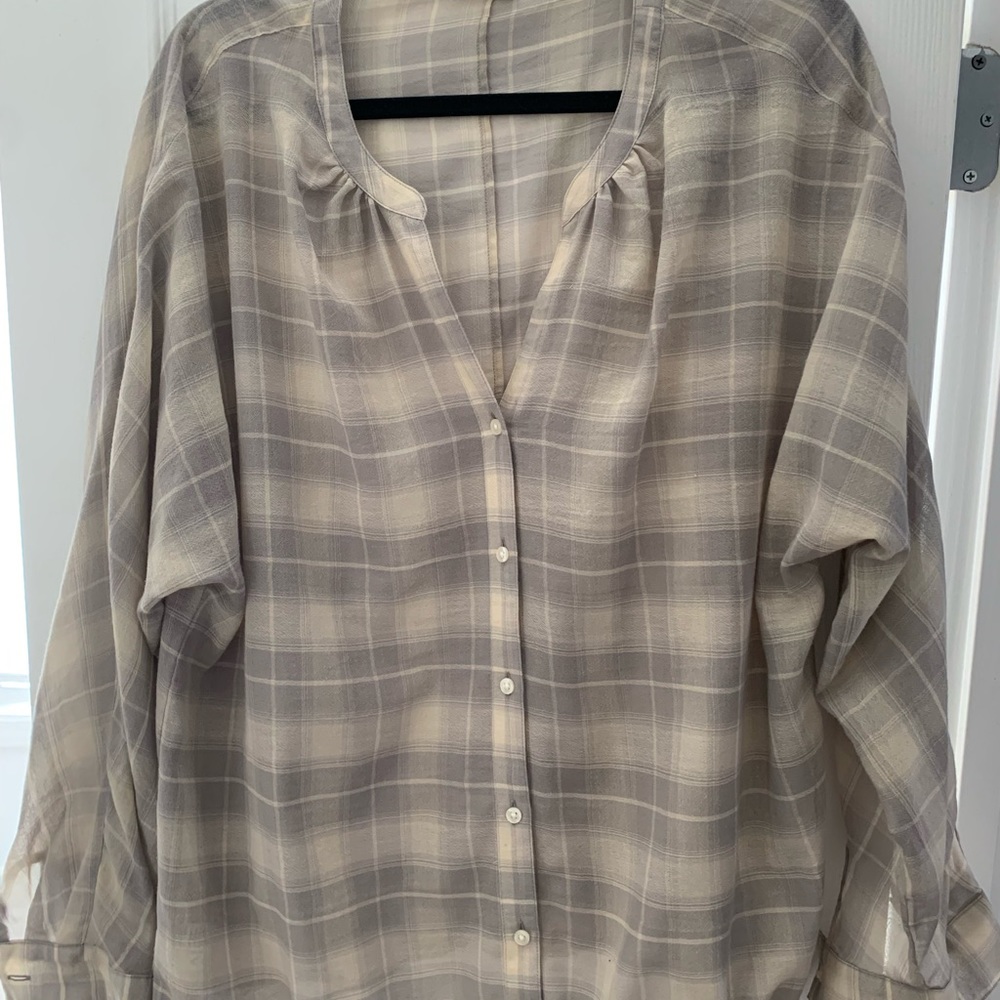 Loft Long-Sleeve Semi sheer Blouse